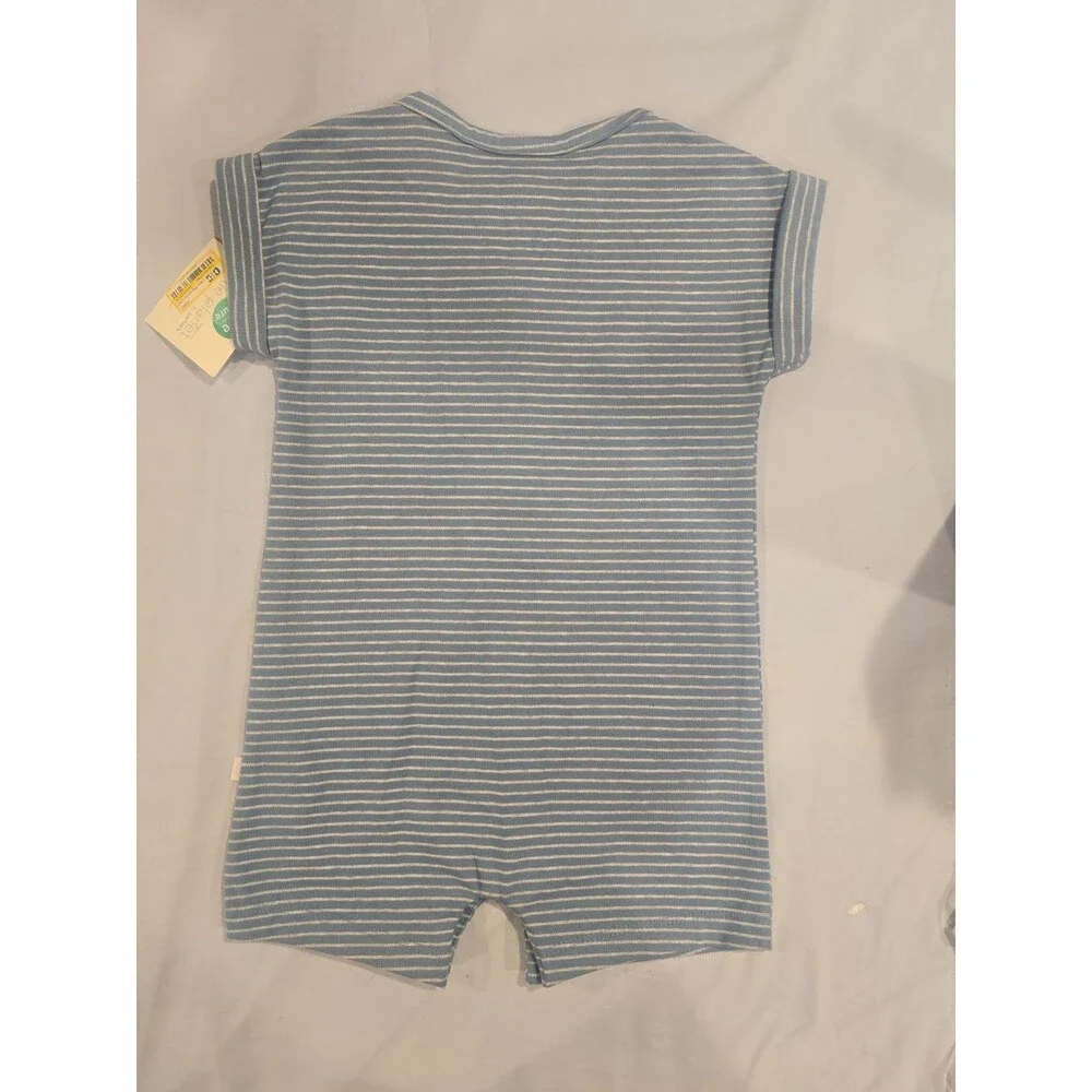Little Planet by Carter's Organic Cotton Romper 18M Blue White Striped NWT Baby